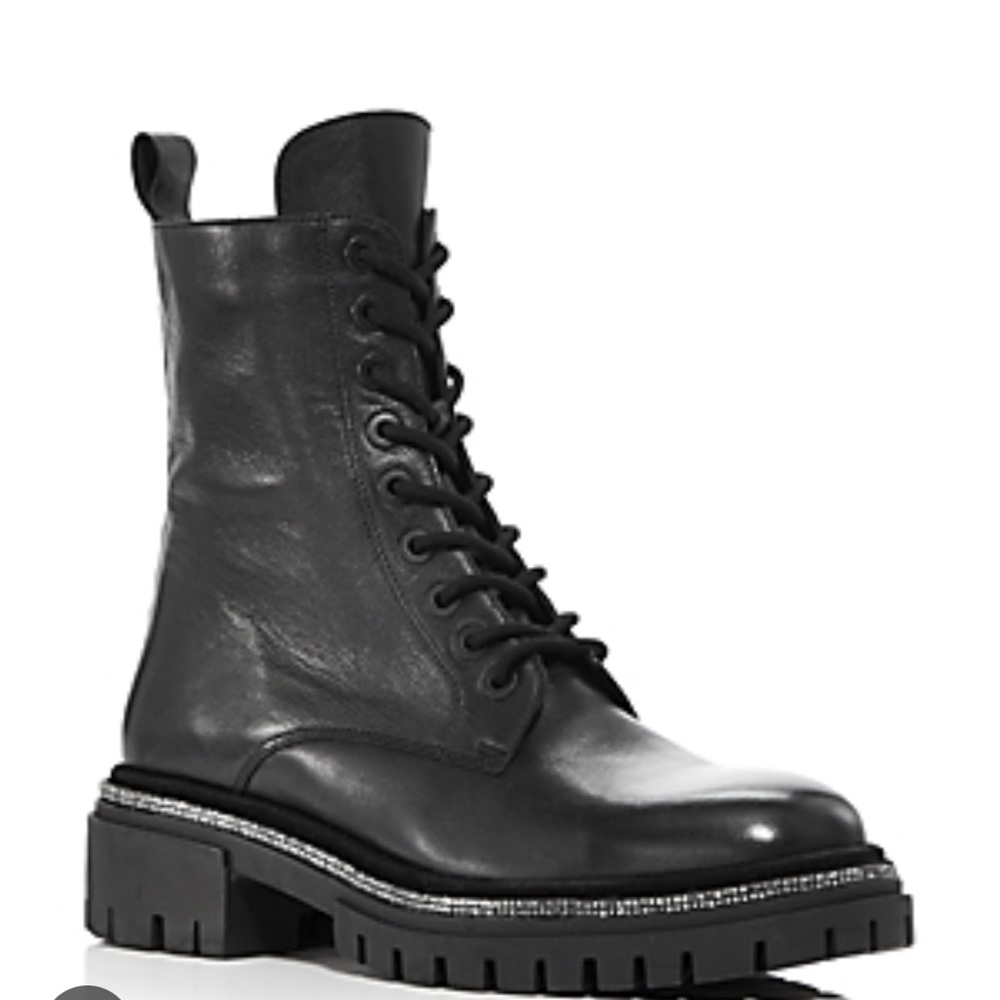 ISO  aqua aria rhinestone embellished leather combat boots size 8